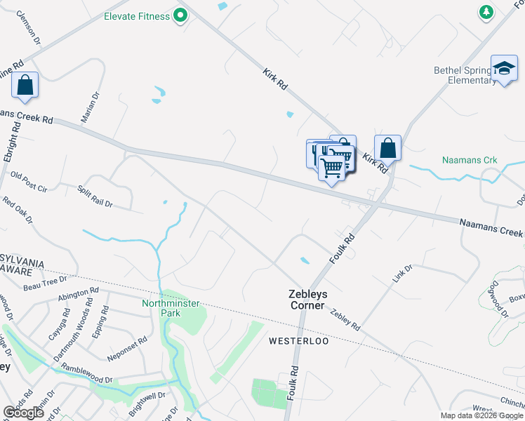 map of restaurants, bars, coffee shops, grocery stores, and more near 1315 Briggs Way in Garnet Valley