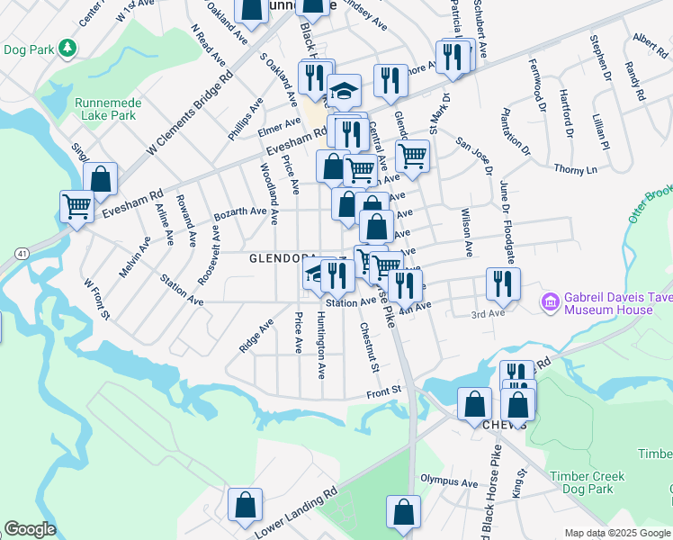 map of restaurants, bars, coffee shops, grocery stores, and more near 535 Main Street in Glendora