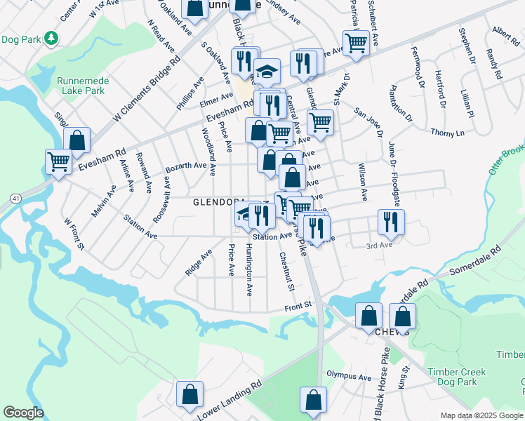 map of restaurants, bars, coffee shops, grocery stores, and more near 535 Main Street in Glendora