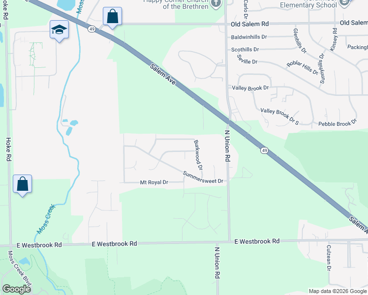 map of restaurants, bars, coffee shops, grocery stores, and more near 6221 Raspberry Court in Clayton