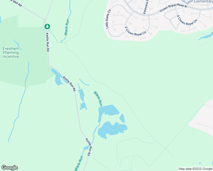 map of restaurants, bars, coffee shops, grocery stores, and more near Kings Grant Trails in Evesham Township