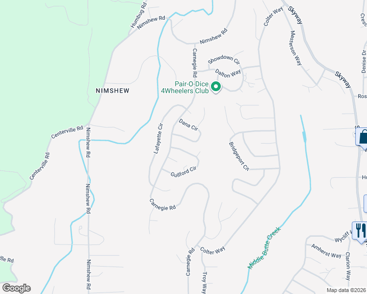 map of restaurants, bars, coffee shops, grocery stores, and more near 6132 Guilford Circle in Magalia