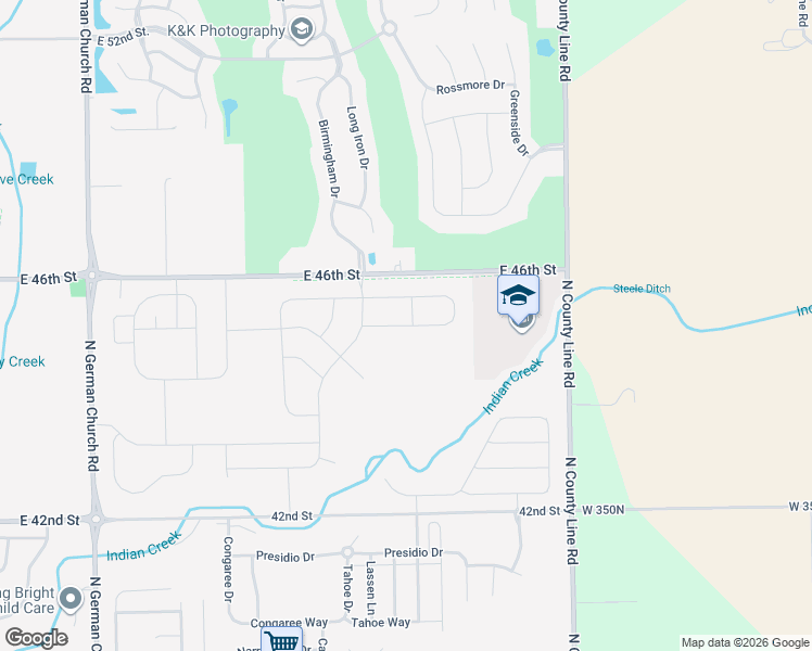 map of restaurants, bars, coffee shops, grocery stores, and more near 4552 North Carroll Road in Indianapolis