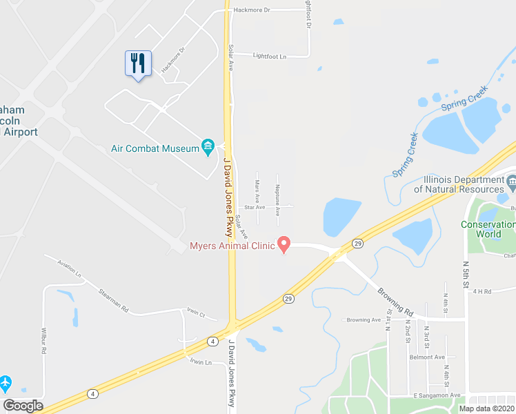 map of restaurants, bars, coffee shops, grocery stores, and more near 3252 Mars Avenue in Springfield