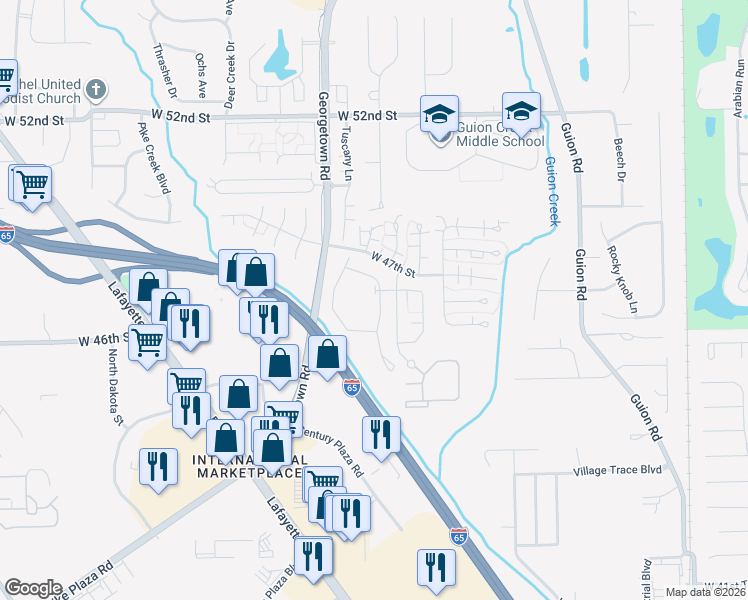 map of restaurants, bars, coffee shops, grocery stores, and more near 4642 Edwardian Circle in Indianapolis