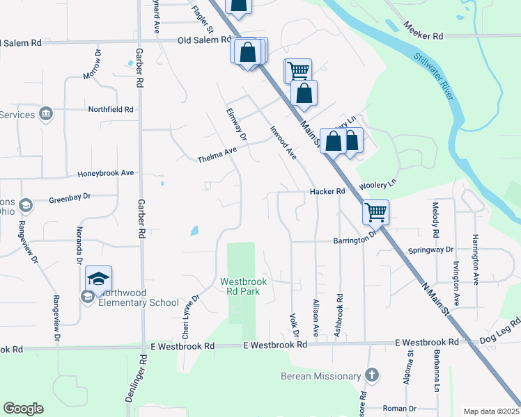 map of restaurants, bars, coffee shops, grocery stores, and more near 350 1/2 Hacker Road in Dayton