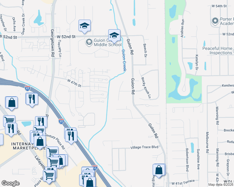 map of restaurants, bars, coffee shops, grocery stores, and more near 4642 North Eden Court in Indianapolis