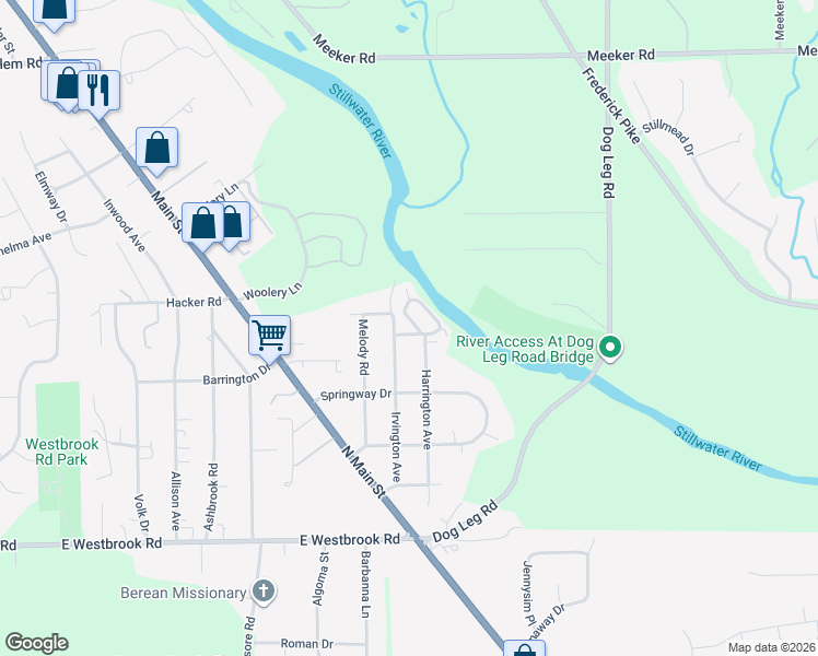 map of restaurants, bars, coffee shops, grocery stores, and more near 7960 Sidney Avenue in Dayton