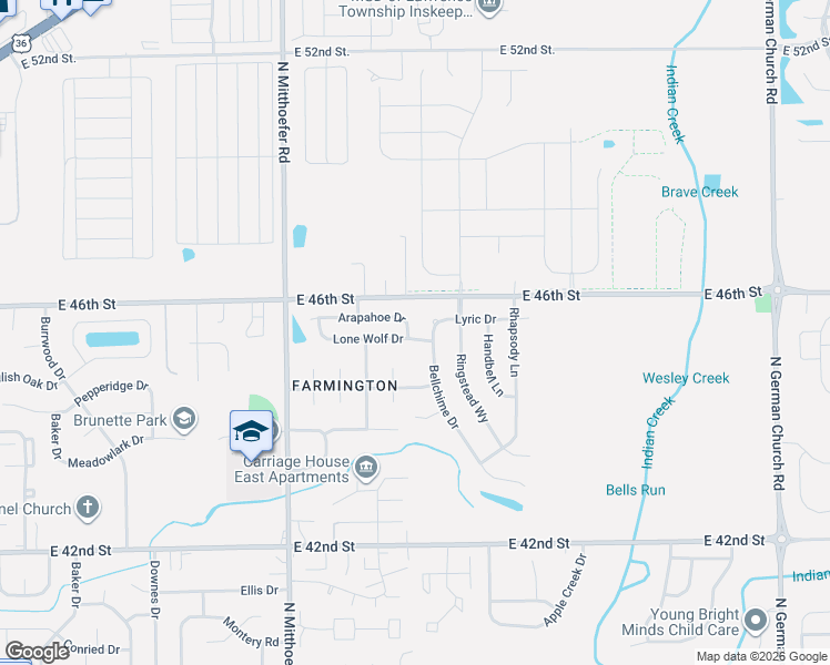 map of restaurants, bars, coffee shops, grocery stores, and more near 4534 Bellchime Drive in Indianapolis
