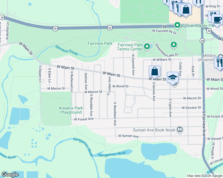 map of restaurants, bars, coffee shops, grocery stores, and more near 1900-1998 West Macon Street in Decatur
