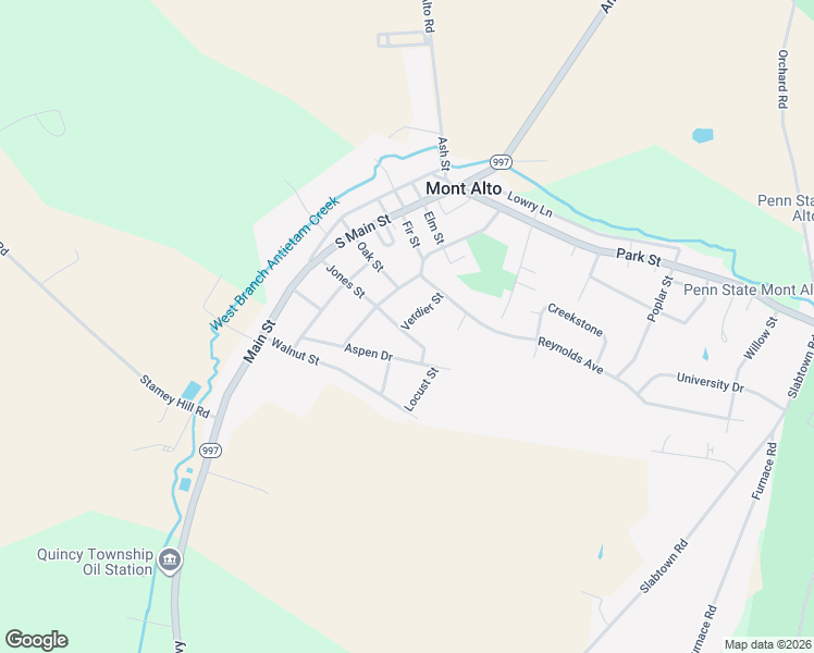 map of restaurants, bars, coffee shops, grocery stores, and more near 319 Verdier Street in Mont Alto