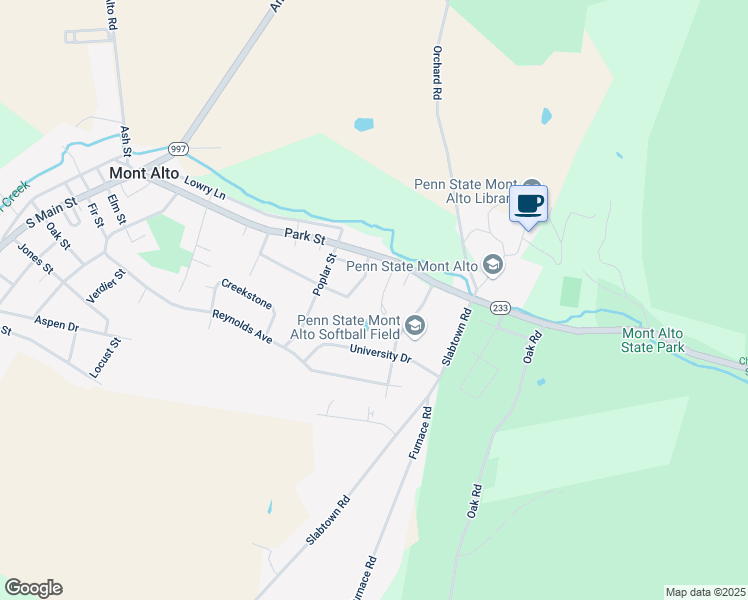 map of restaurants, bars, coffee shops, grocery stores, and more near 14 Grist Mill Drive in Mont Alto