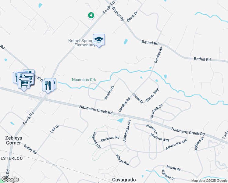 map of restaurants, bars, coffee shops, grocery stores, and more near 3454 Dorothy Drive in Garnet Valley