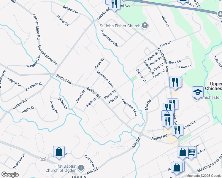map of restaurants, bars, coffee shops, grocery stores, and more near 4012 Greenwood Avenue in Boothwyn