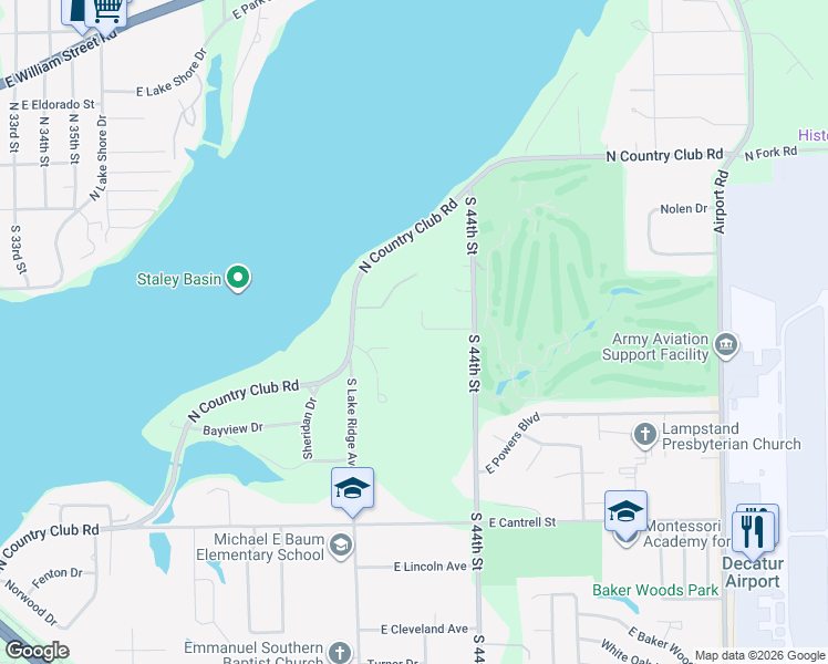 map of restaurants, bars, coffee shops, grocery stores, and more near 287-645 South 44th Street in Decatur
