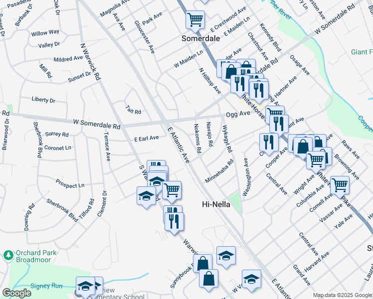 map of restaurants, bars, coffee shops, grocery stores, and more near 63 Minnetonka Road in Somerdale