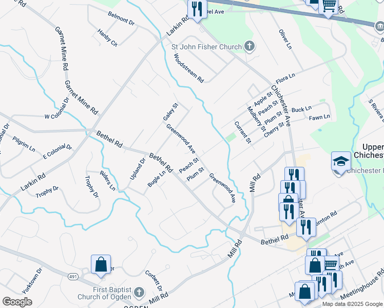 map of restaurants, bars, coffee shops, grocery stores, and more near 4012 Greenwood Avenue in Boothwyn
