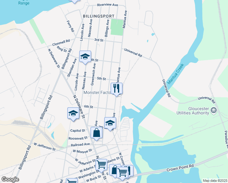 map of restaurants, bars, coffee shops, grocery stores, and more near 543 Beacon Avenue in Paulsboro