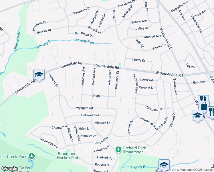 map of restaurants, bars, coffee shops, grocery stores, and more near 26 Wilson Avenue in Bellmawr
