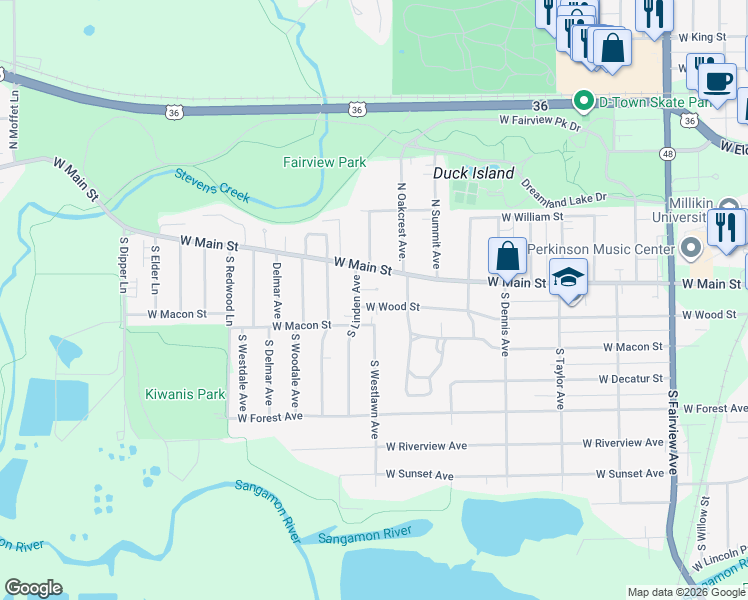 map of restaurants, bars, coffee shops, grocery stores, and more near 1900-1998 West Macon Street in Decatur