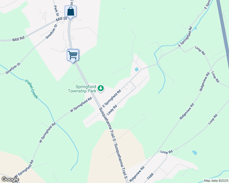 map of restaurants, bars, coffee shops, grocery stores, and more near 9350 East Springfield Road in Seven Valleys