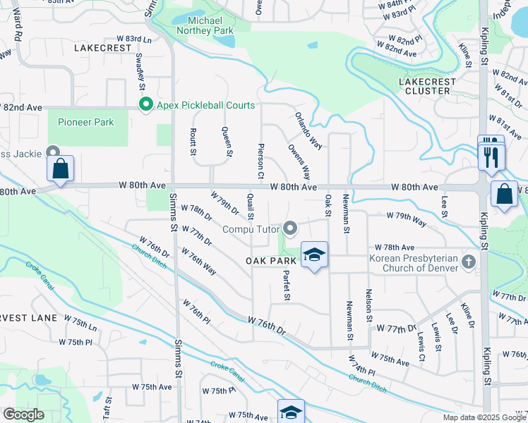 map of restaurants, bars, coffee shops, grocery stores, and more near 7972 Pierson Way in Arvada