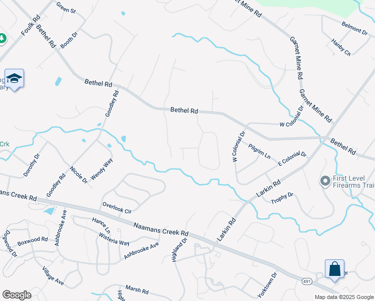 map of restaurants, bars, coffee shops, grocery stores, and more near 1687 O'Day Lane in Garnet Valley