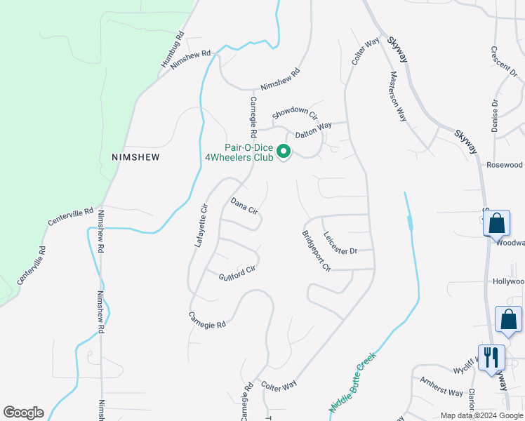 map of restaurants, bars, coffee shops, grocery stores, and more near 6110 Dana Circle in Magalia