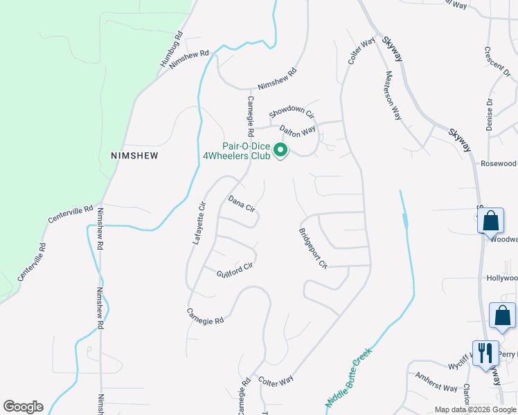 map of restaurants, bars, coffee shops, grocery stores, and more near 6110 Dana Circle in Magalia