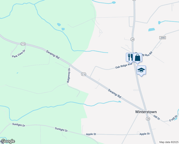map of restaurants, bars, coffee shops, grocery stores, and more near 11316 Oak Ridge Avenue in Felton