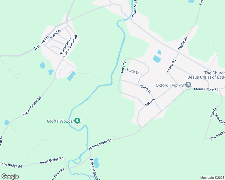 map of restaurants, bars, coffee shops, grocery stores, and more near 126 Onyx Road in New Oxford