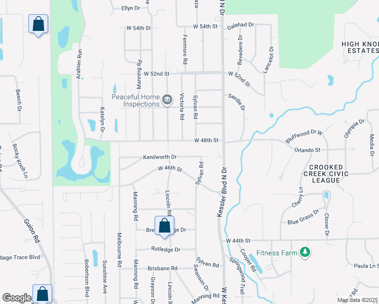 map of restaurants, bars, coffee shops, grocery stores, and more near 3215 West 48th Street in Indianapolis