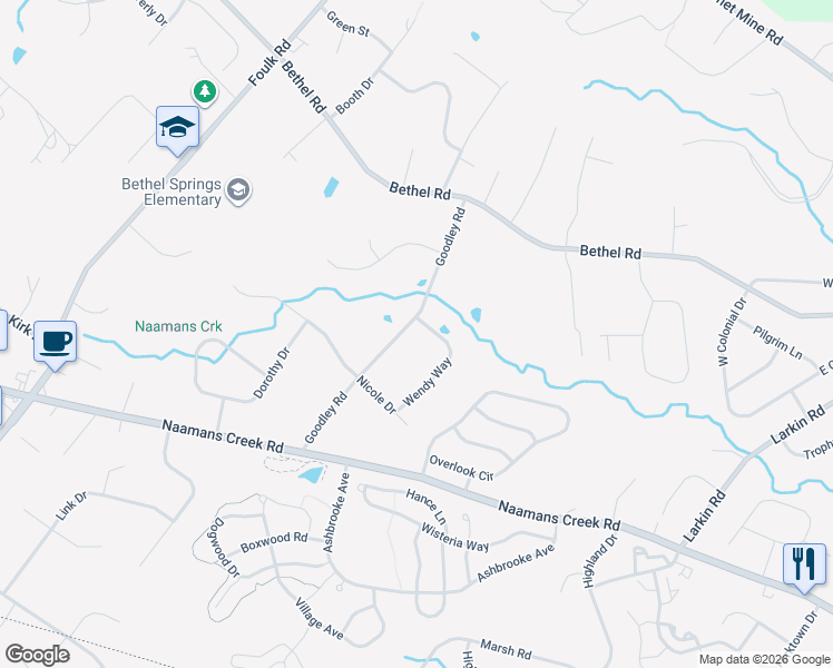 map of restaurants, bars, coffee shops, grocery stores, and more near 3306 Goodley Road in Garnet Valley