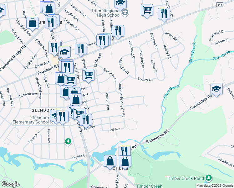 map of restaurants, bars, coffee shops, grocery stores, and more near 900 San Jose Drive in Camden County