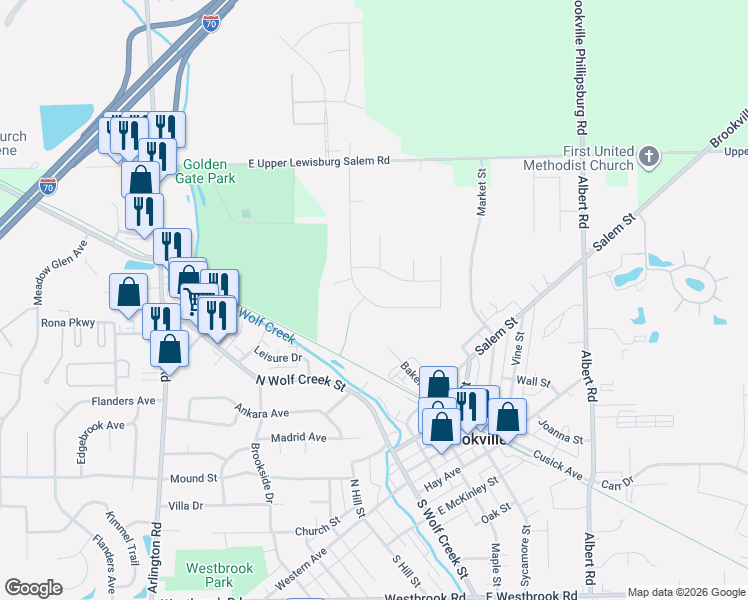 map of restaurants, bars, coffee shops, grocery stores, and more near 820 Hunters Run Drive in Brookville