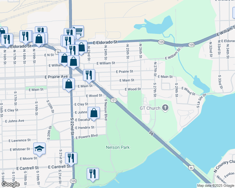 map of restaurants, bars, coffee shops, grocery stores, and more near 231 Galloway Park Drive in Decatur