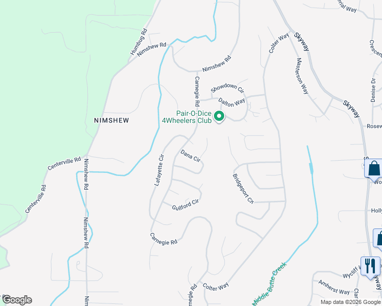 map of restaurants, bars, coffee shops, grocery stores, and more near 6126 Dana Circle in Magalia