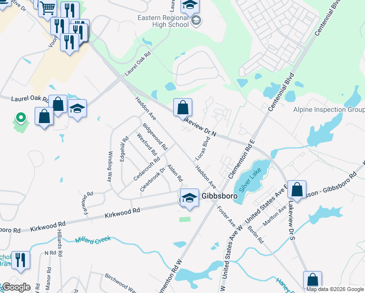 map of restaurants, bars, coffee shops, grocery stores, and more near 60 Haddon Avenue in Gibbsboro