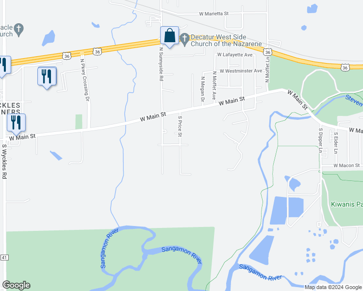 map of restaurants, bars, coffee shops, grocery stores, and more near 206 South Price Street in Decatur