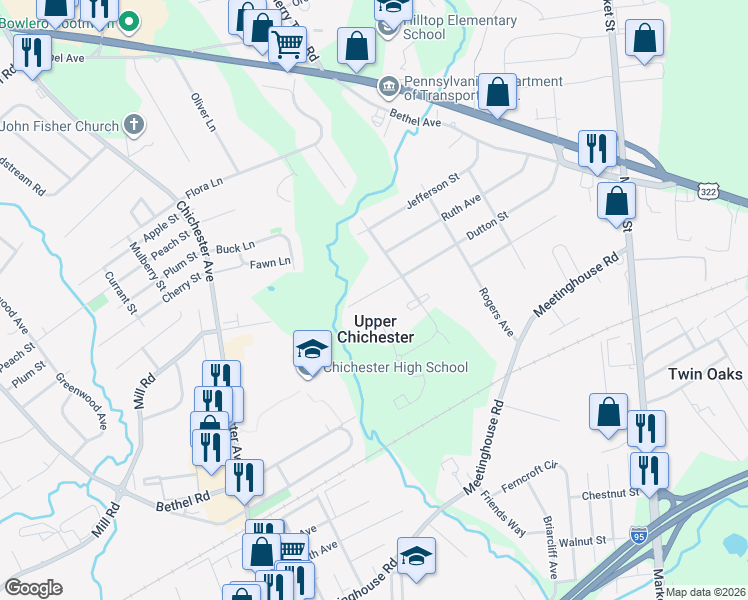 map of restaurants, bars, coffee shops, grocery stores, and more near 707 Dutton Street in Aston