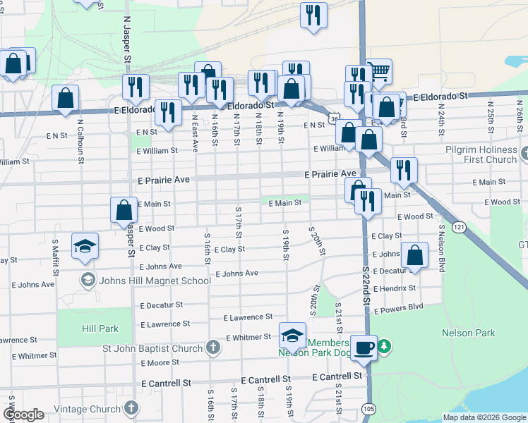 map of restaurants, bars, coffee shops, grocery stores, and more near in Decatur
