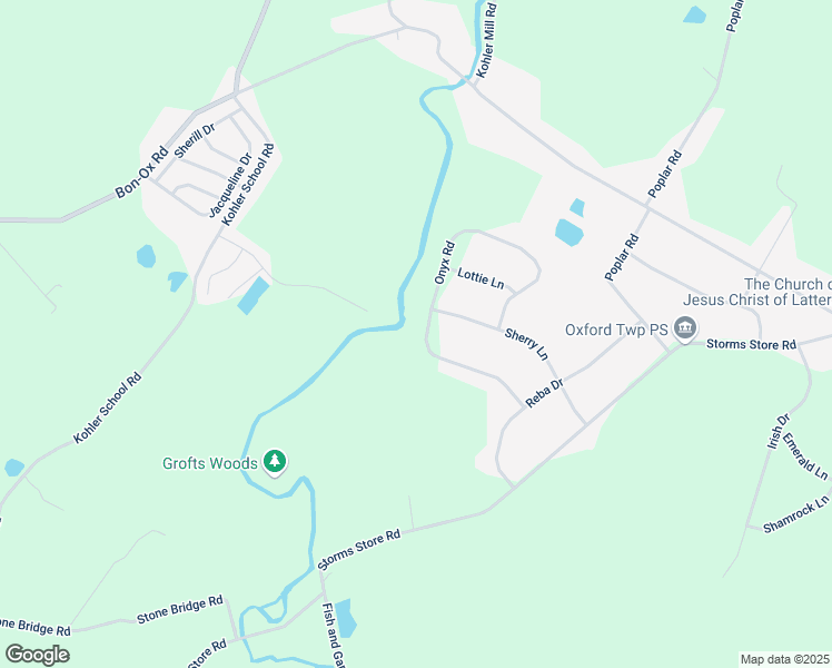 map of restaurants, bars, coffee shops, grocery stores, and more near 126 Onyx Road in New Oxford