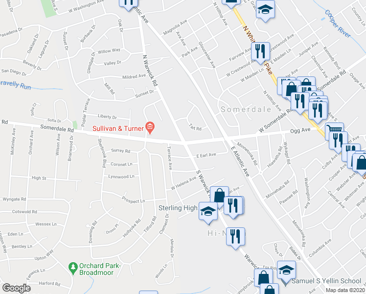 map of restaurants, bars, coffee shops, grocery stores, and more near 701 West Somerdale Road in Somerdale