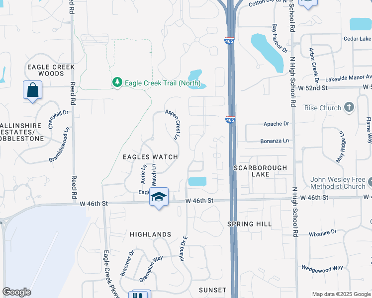 map of restaurants, bars, coffee shops, grocery stores, and more near 4902 Pembridge Dr in Indianapolis