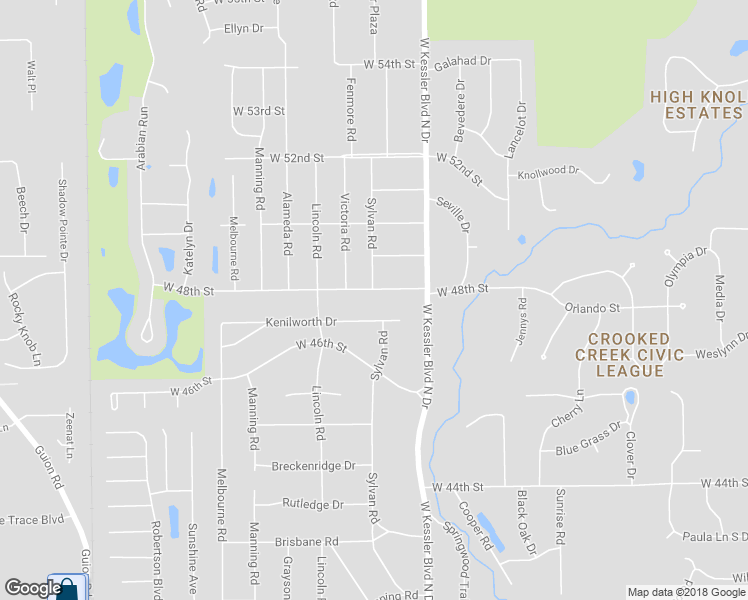 map of restaurants, bars, coffee shops, grocery stores, and more near 3215 West 48th Street in Indianapolis