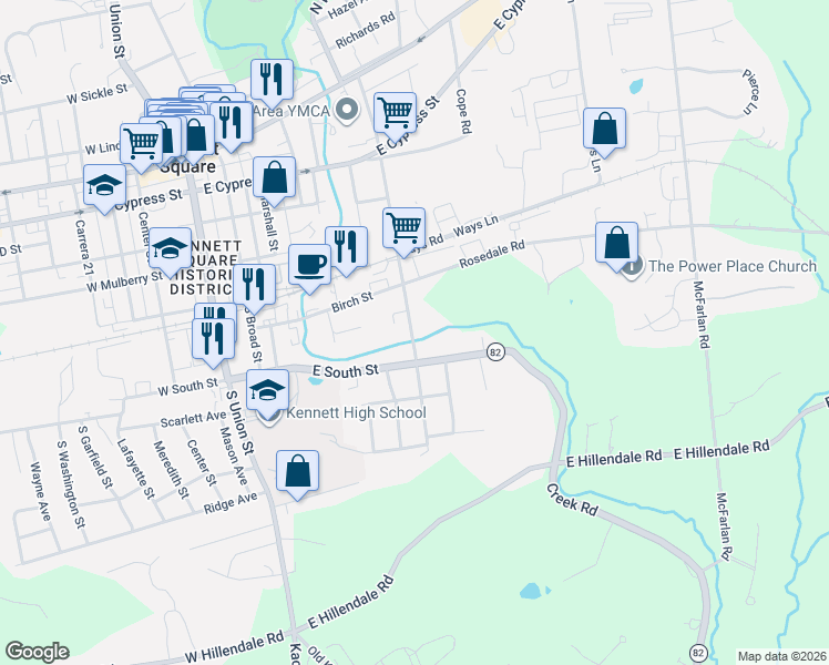 map of restaurants, bars, coffee shops, grocery stores, and more near 699 South Walnut Street in Kennett Square
