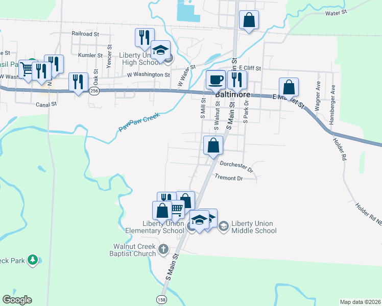 map of restaurants, bars, coffee shops, grocery stores, and more near 313 West Elmwood Avenue in Baltimore