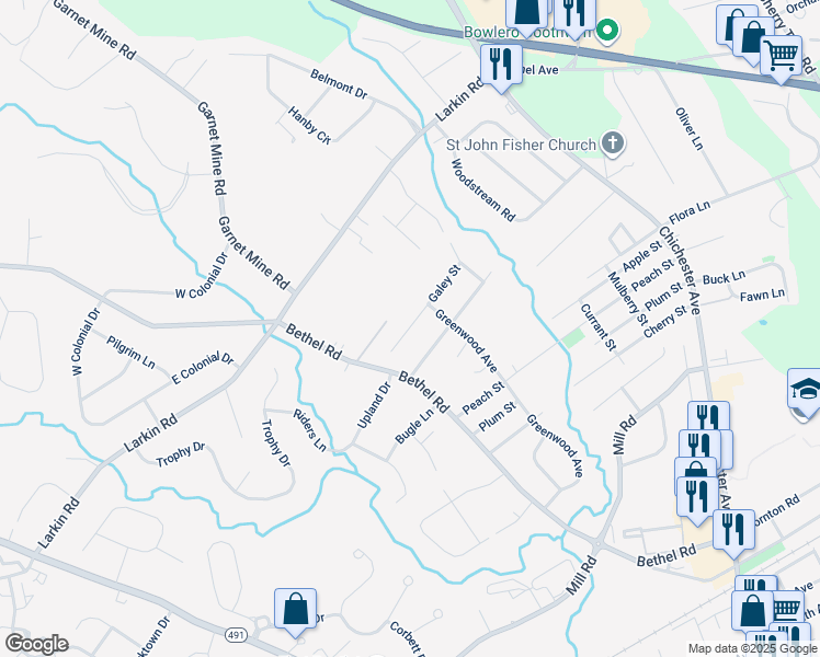 map of restaurants, bars, coffee shops, grocery stores, and more near 1809 Galey Street in Boothwyn