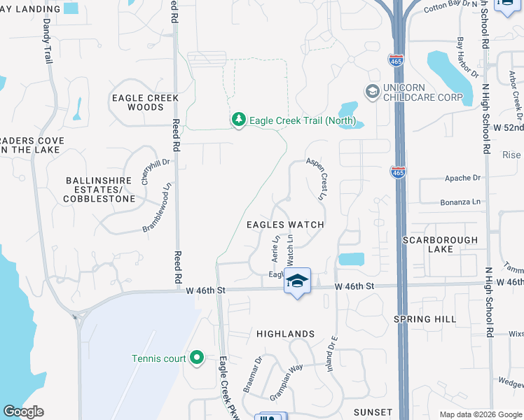 map of restaurants, bars, coffee shops, grocery stores, and more near 7016 Ringtail Court in Indianapolis
