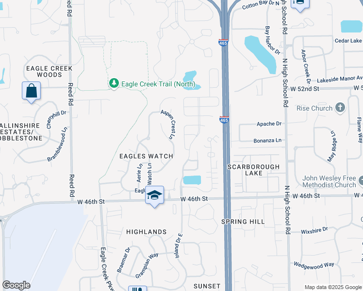 map of restaurants, bars, coffee shops, grocery stores, and more near 4902 Pembridge Drive in Indianapolis